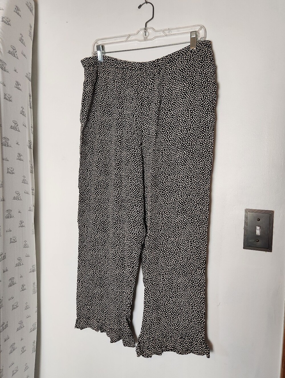 Vintage FLM Polka Dot Ruffle Hem Pull On Pants Size L